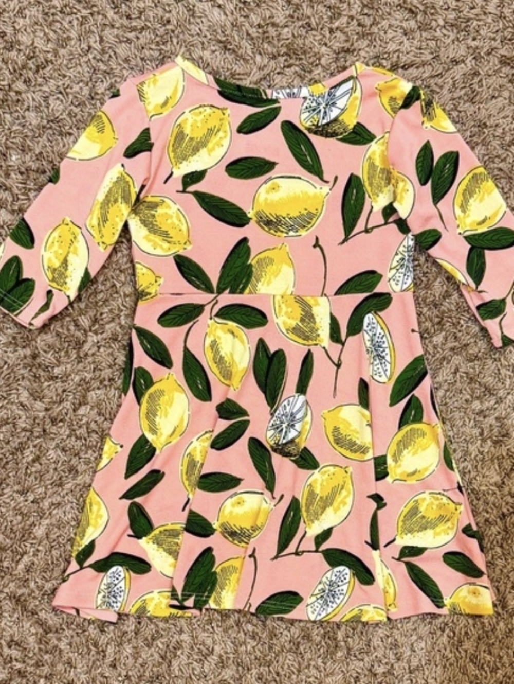 Leota Pink Lemon Print Girls Dress